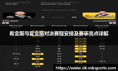 希金斯与霍金斯对决赛程安排及赛事亮点详解